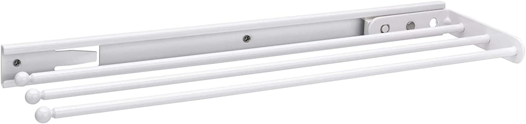 Under Sink Hand Towel Holder for Kitchen and Bathroom Cabinets, Pullout Extension Three Prong Wire Dish Rag Rack Hanger, White, 563-47