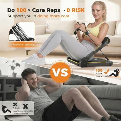 Image of ZIWWVY Ab Machine for Stomach Workout, Sit Up Exercise | 4-Speed Adjustable Ab Trainer Machine with Automatic Rebound, Home Gym Abdominal Exercise Equipment for All Ages