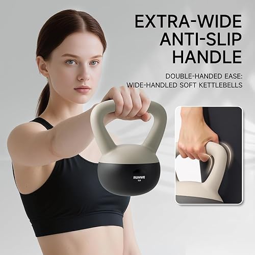 Miniatura 6 de RUNWE Soft Kettlebell - Sand Filled Kettlebell Hand Weight Options for 25, 20, 15, 10 and 5 LB, Soft-Sided Cushioned Base,Safety Guaranteed Ideal