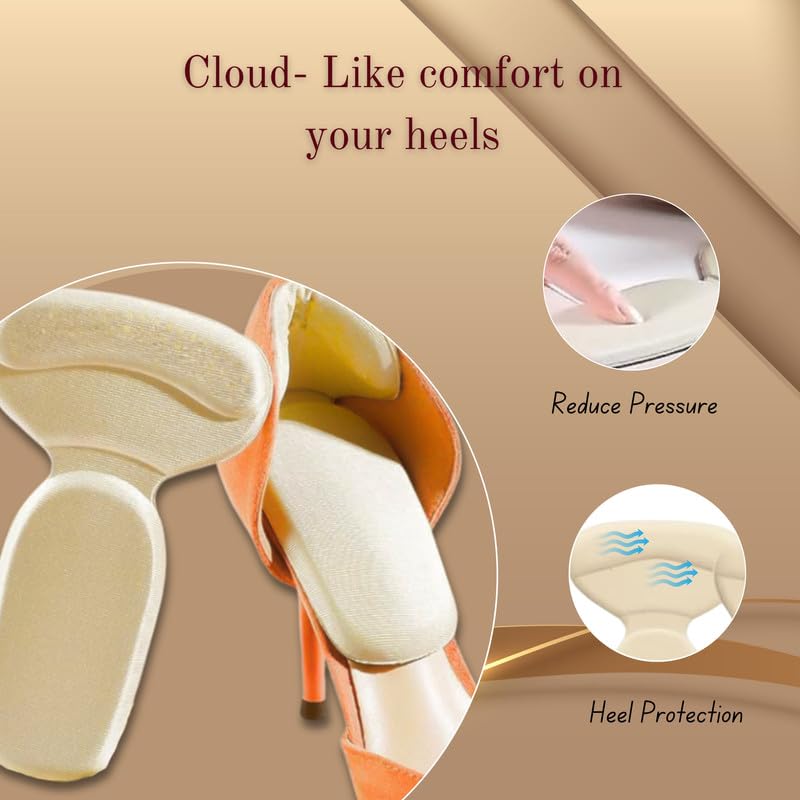Wonder Care 2pcs (1 pair) Shoe Insole Heel Cushion Pad, Self Adhesive Reusable High Heel Grips for Losse Shoes, Shoe Bite Protectors, Heel Liners for Comfort & Heel Pain Relief - Image 4 thumbnail