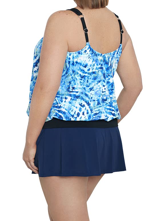 Penbrooke Shape Solver Women's Plus Wishy Washy V-Neck Blouson Ring Soft Cup Tankini Top Separate4