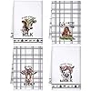 Mixweer Set of 4 Funny Farm Animal Kitchen Towels Floral Crown Cow Dish Towels Watercolor Farmhouse Goat Pig Print Dish Towel Absorbent Hand Towels for Housewarming Gift 15.75 x 23.62 in