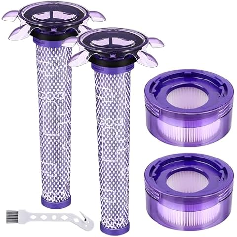 Anicell Upgraded V8 Filter Replacement for Dyson V7 V8 Slim Animal Absolute Motorhead SV10 SV11 SV25 SV37 Cordless Vacuum, 2 Star Pre-Filters and 2 HEPA Post-Filters Replace Part 965661-05 & 967478-05 Cover