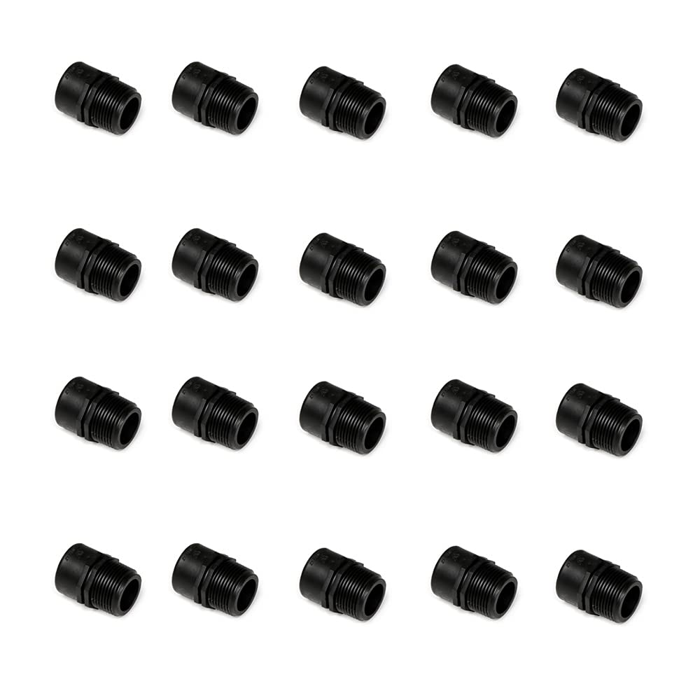 WaterShop 20 Pcs Reduced Sleeve Male to Female ø 3/4" x 1/2" 15040-C-B-20, Black