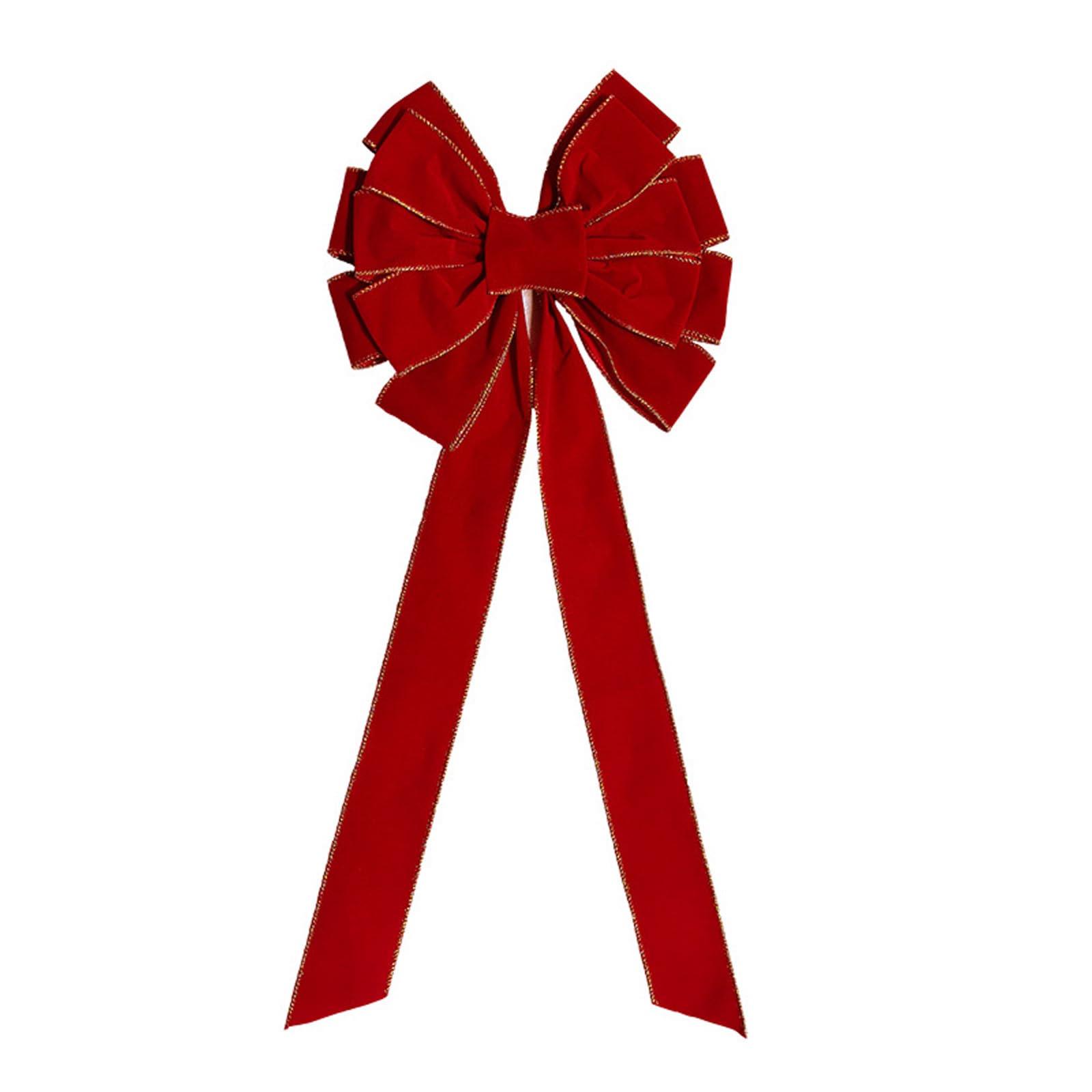 Tsophreniq Bowknot Ornaments with Secure Clips for Christmas Tree & Present Decoration Accessories Christmas Red Flocking Bowknot