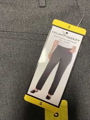 Hilary Radley Women's Mid-Rise Tummy Control Pull On Pant (US, Alpha, Small, Regular, Regular, Black & Heather Gray Combo)2