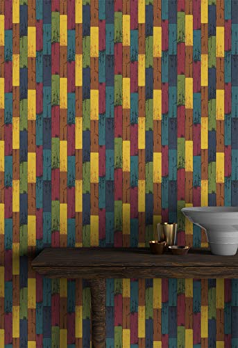 Image of DWELLSINDIA Wood Art Self Adhesive Wallpaper Peel & Stick, Waterproof, Scratch Resistant, Laminated (41cm x 244cm, Multicolour)