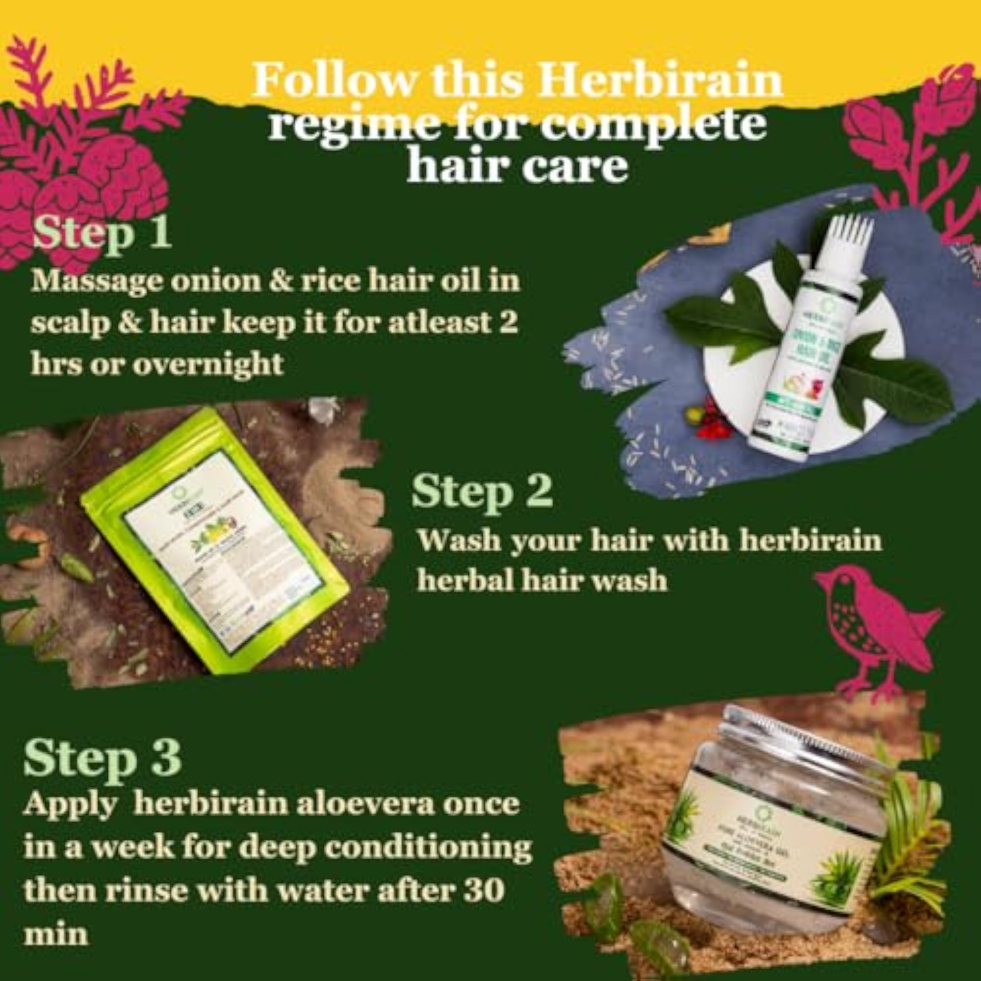 Herbal Hair Shampoo Powder, 3-in-1 Treatment