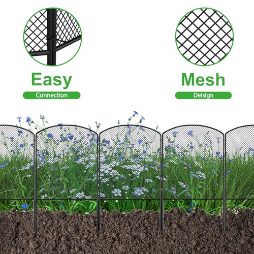 LIANTRAL 10-teilige Tier Barriere Zaun, Mesh Dekorativer Gartenzaun, Steckzaun Metall, Rostfeste Gartenzaun, Kein Graben Zaun Patio Grenze Tierzaun für Hunde Kaninchen im Freien Patio, 61 cm x 3 m