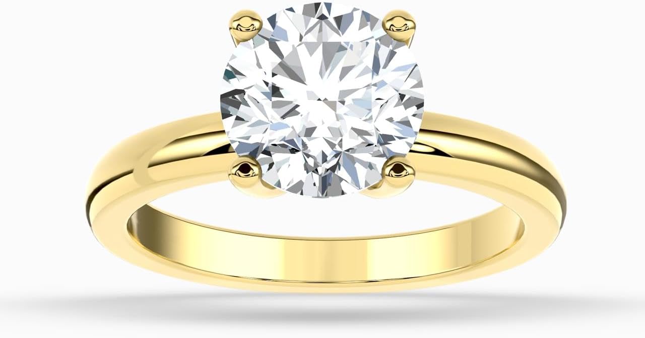 1 Carat - 5 Carat Lab Grown Diamond Solitaire Engagement Ring for Women | 14K Yellow Gold Wedding Anniversary Band Ring | E-F Color and VS1 Clarity - Image 2