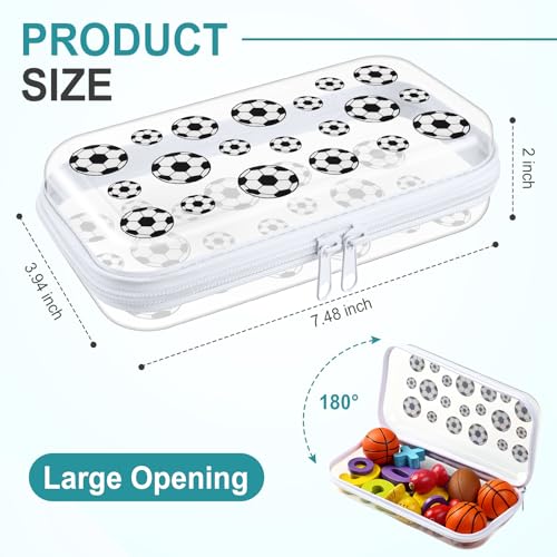 Image of Hoolerry 4 Pcs Soccer Clear Hard Zipper Case Transparent PVC Storage Pouch Soccer Party Favors Team Gifts Plastic Organizer Box for Office Supplies Travel Toiletries Small Tools