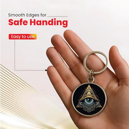Image of MG | Protective Evil Eye /Spiritual Symbols /Om /Motivational Keychains | Double-Sided Metal Key Ring | Good Luck and devine Charm for Car, Bike, Home & Office