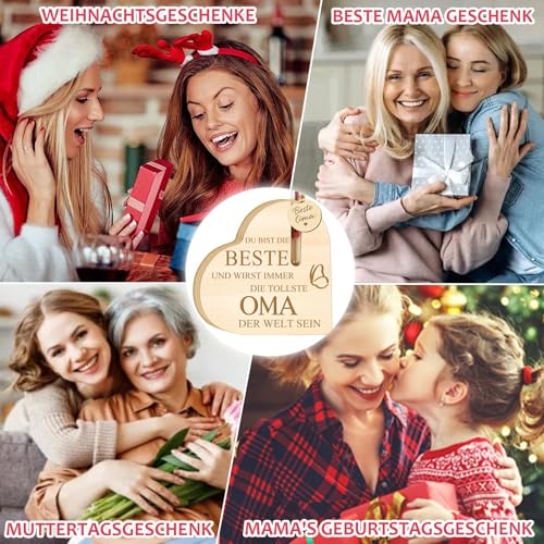Beste Oma Geschenk Mutter Geschenke Geburtstag Holzherz mit Ewige Blumen, Coole Muttertagsgeschenke Geburtstagsgeschenk für Oma Geschenk Weihnachten