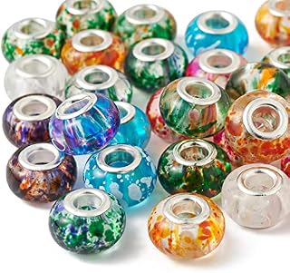 UR URLIFEHALL 100 Pcs Random Mixed Colour Resin European Beads Large Hole Beads Murano Beads for DIY Necklace Bracelet Jewellery Making