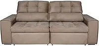 Bugatti II Sofá 5 Lugares Retrátil e Reclinável, Veludo Plush, Cappuccino, 251cm Largura