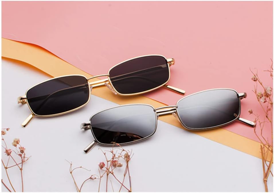 Classic Rectangular Sunglasses Retro Slim Metal Frame Glasses Vintage Rectangle Candy Color Sunglasses - Image 5