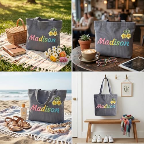 Bolso casual de pana personalizado con nombre miniatura 4