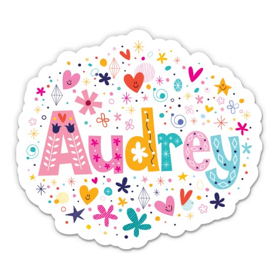 Audrey Girl Name Cute Kid Lunchbox - 3" Vinyl Sticker - for Car Laptop Water Bottle Phone - Waterproof Decal