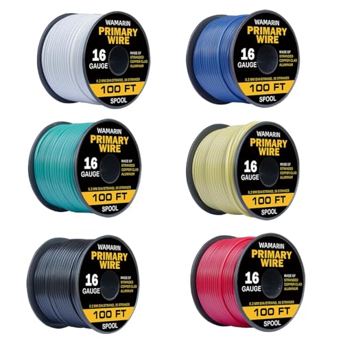 Wamarin 16 Gauge Wire Combo CCA 6 Colors 100ft Rolls (600ft Total)