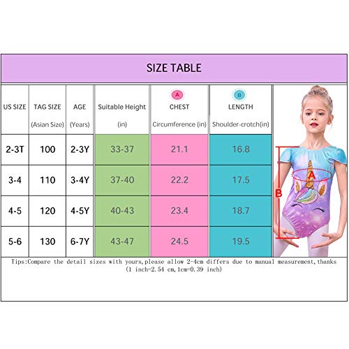 Play Tailor Girls Leotard One Piece Unicorn Gymnastic Unitard Bodysuit 2-6Y