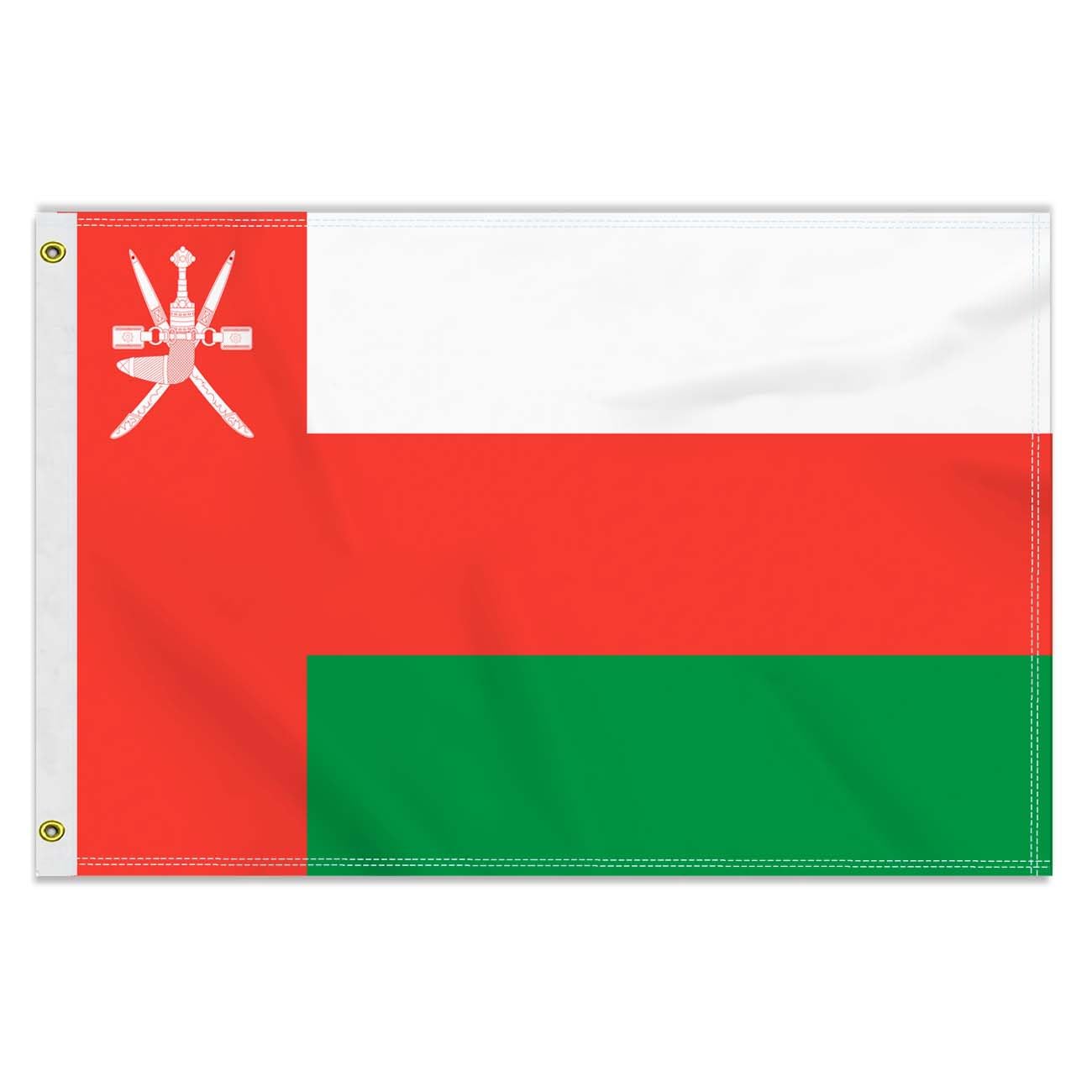 2×3 FT Oman Flag, Medium 60×90 CM 150D Omani Outdoor Banner,Decor Garden With Brass Gromment