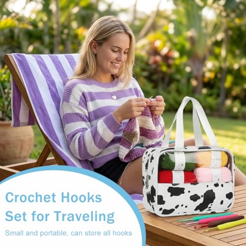Image of HASTHIP DIY Crochet Kit for Beginners, Complete Crochet Starter Set with Yarn Hooks Needles Stitch Markers & Tools, Portable Storage Bag Craft Kit for Amigurumi Scarf Knitting DIY Projects