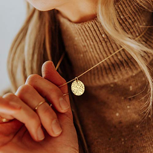 LOYATA Moon Pendant Necklace - 14K Gold Plated Coin Pendant with Crescent, Full Moon and Open Circle Designs for Women2