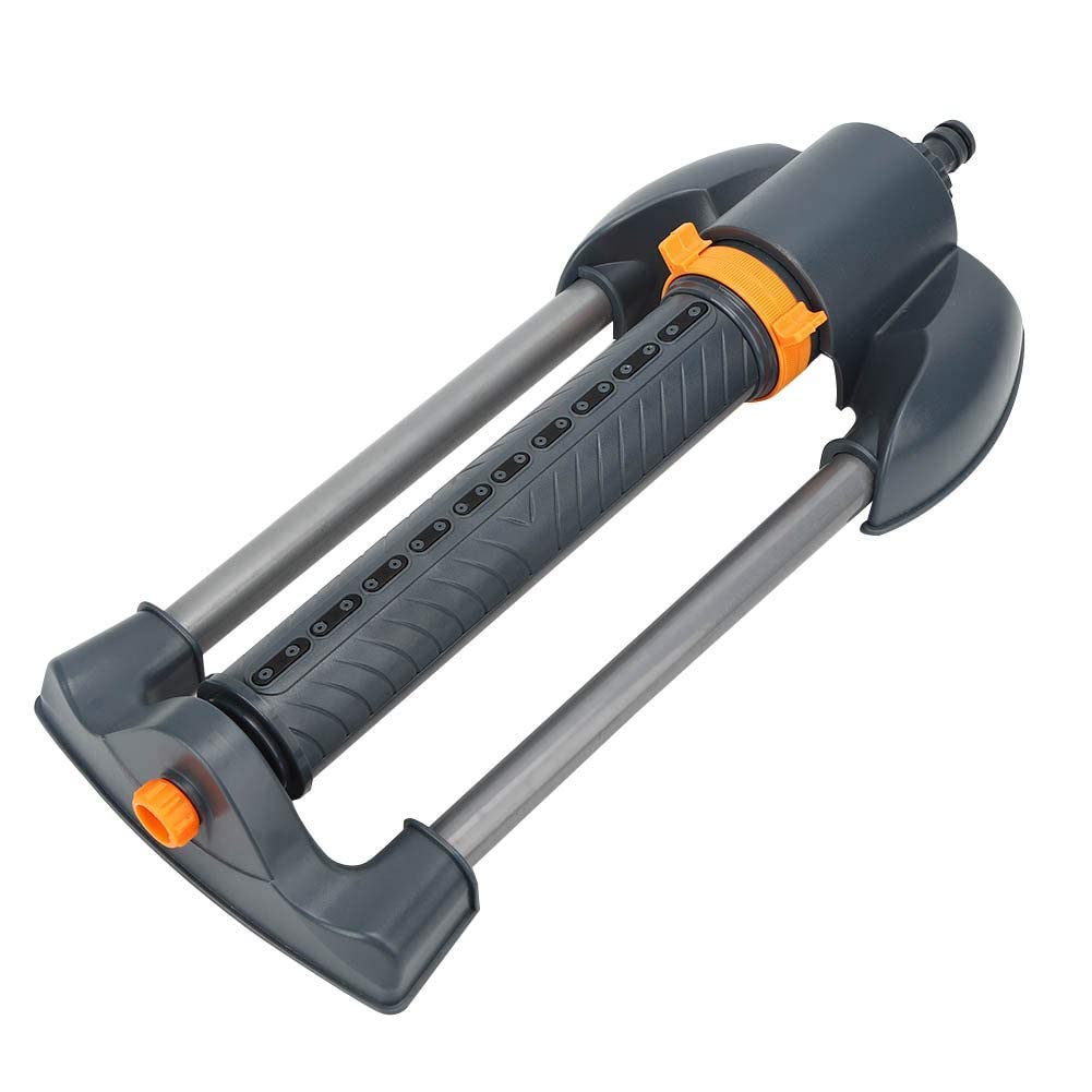 Irrigatore da giardino a 20 fori con base in metallo Irrigatore rotante oscillante per prato Angolo di spruzzo regolabile