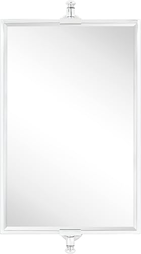 Miniatura 4 de TEHOME Espejo de tocador de baño rectangular biselado cromado, espejo giratorio de esquina cuadrada inclinable, tocador de esquina, 14 x 22 pulgadas