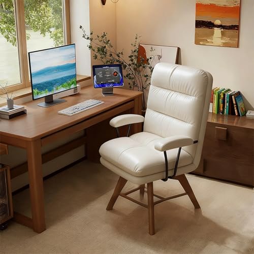 JixCJHj Sillón o Silla de Oficina Director cómodo,Soporte Lumbar, Ruedas 360°, con reposabrazos，Respaldo Alto,Ergonómica ，para Oficina y hogar(White)