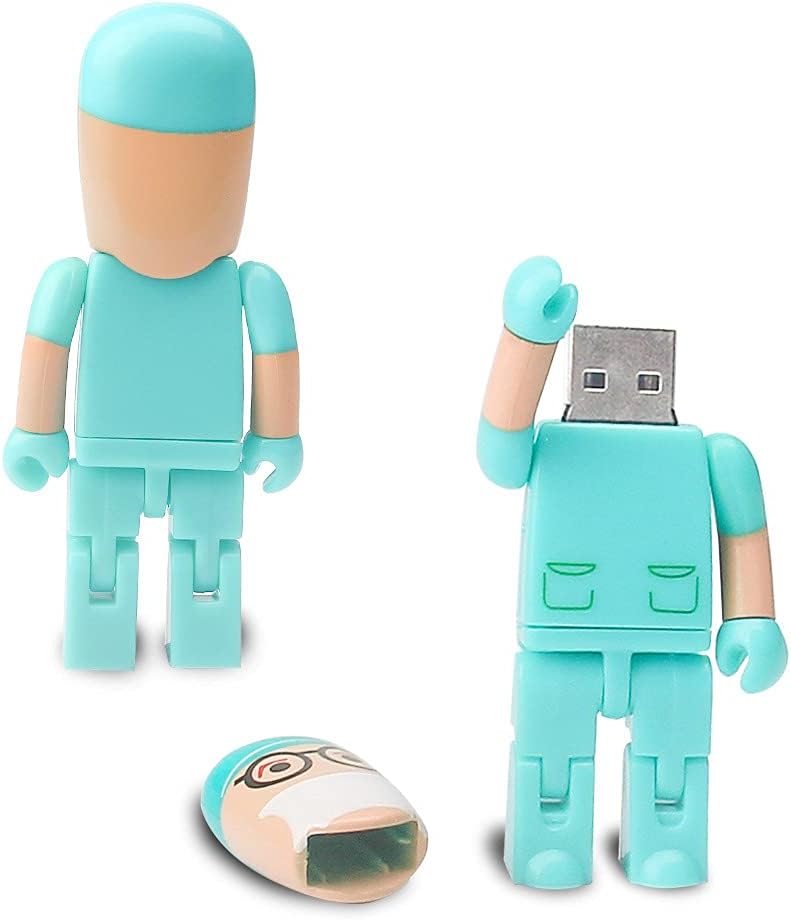 USB Flash Drive 32GB Cartoon Doctor Model USB Drives USB 2.0 Memory Stick Thumb Drive for External Data Storage Green - Image 3