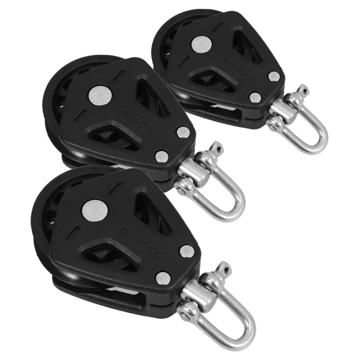 Milisten Poulies Doubles Roulement Pivotant Ensemble de 3 en Nylon et Acier Inoxydable Système de Poulie à Câble de Lestage pour Voiliers et Navigation sur l'eau