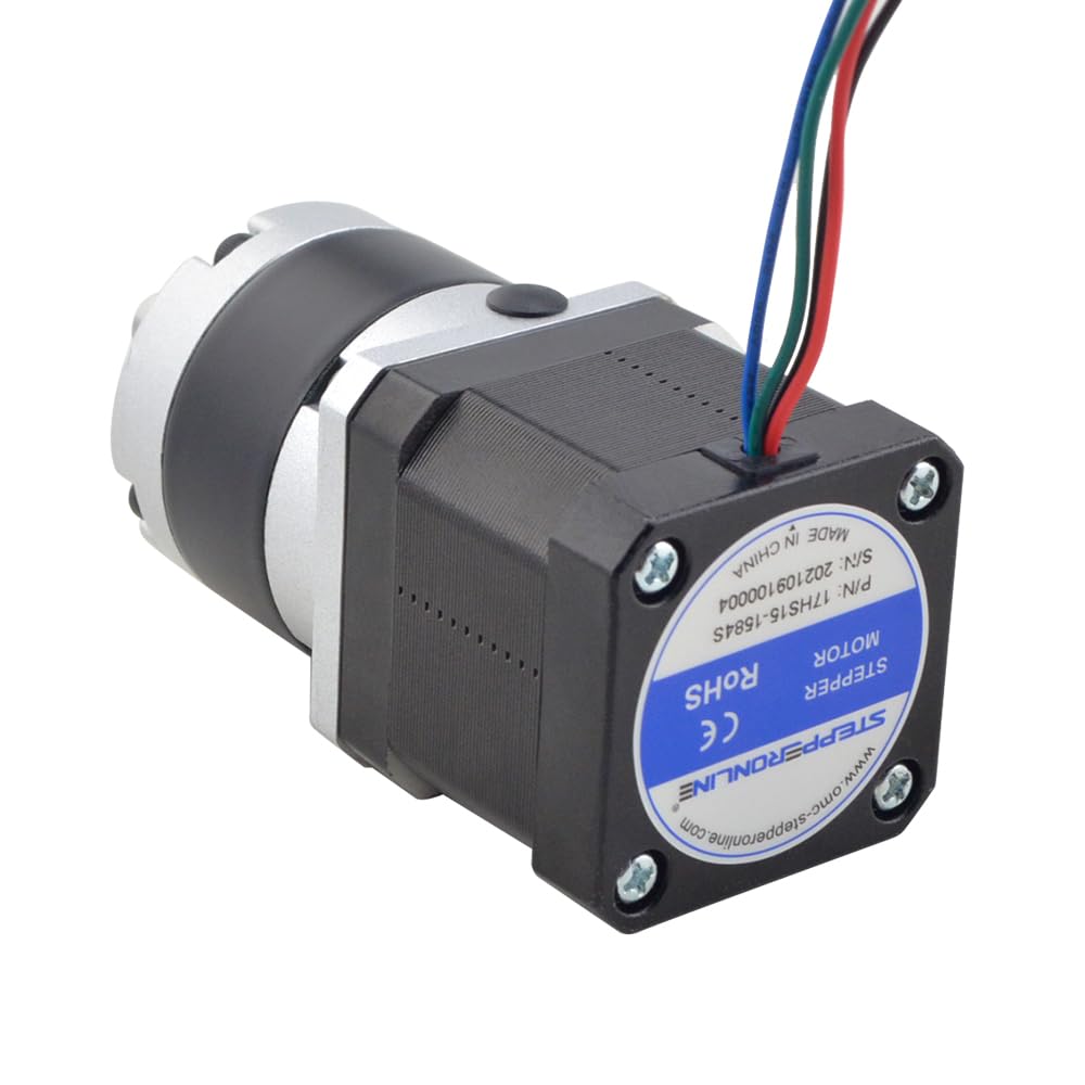 STEPPERONLINE Nema 17 Motor paso a paso L = 39 mm, relación de transmisión 10:1, 30 arcmin Serie MG, caja de cambios planetaria