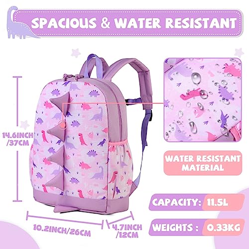 VASCHY Dinosaur Toddler Backpack, Cute Little Boys Girls Kids Schoolbag Bookbag w Chest Strap2