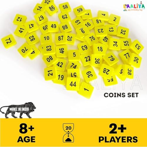 Image of Housie Game Set for Family Entertainment - 48 Reusable Plastic-Coated Cards, 1-90 Number Board, 90 Number Tiles, No Pens or Pins Required - Classic Tambola Board Game for Kids & Adults
