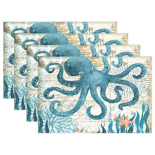 Blue Octopus Nautical Placemats