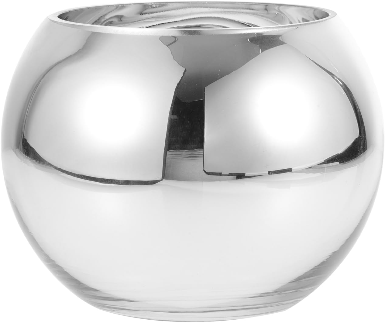 DECHOUS Silver Round Flower Vase Modern Vase Centerpieces for Desktop Floral Arrangement Decorative Flower Holder for Living Room Bedroom Kitchen, 6 Inch