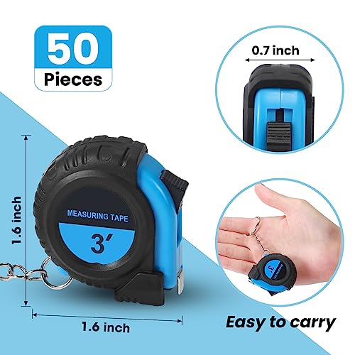 Cinta métrica mini retráctil 3 ft 50 piezas azul miniatura 2