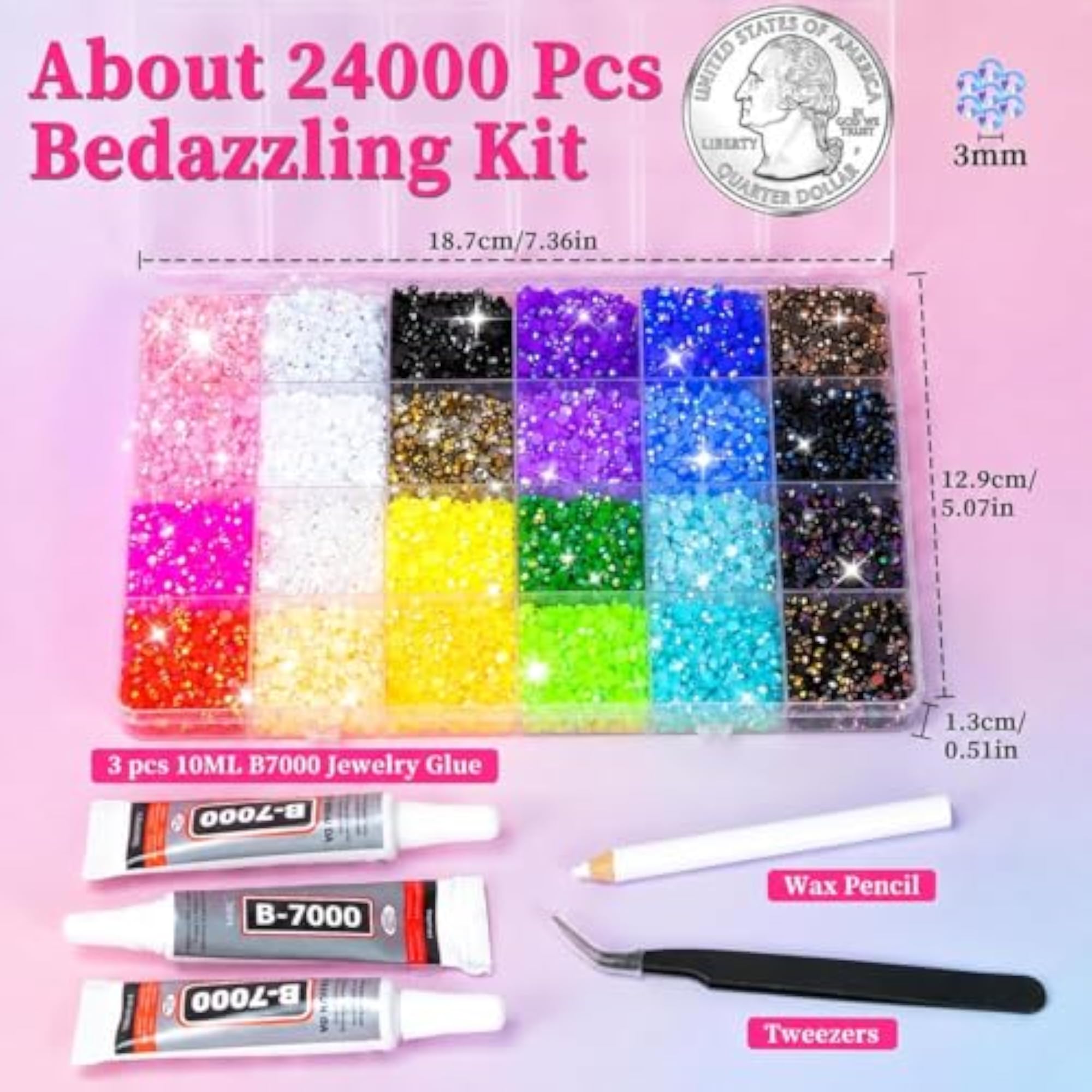 24000Pcs Resin Jelly Rhinestones Bedazzling Kit