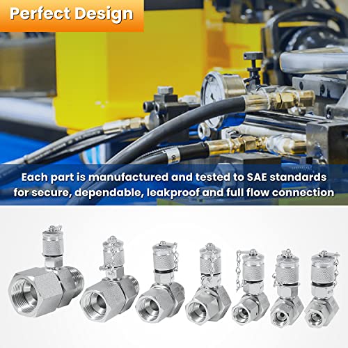 Image of JIC37 Hydraulic Swivel Run Tees Hydraulic Tee Connector Tester Tee Coupling Set for Excavator Construction Machinery Hydraulic System 9000PSI /600BAR /60MPa (7 Pack)