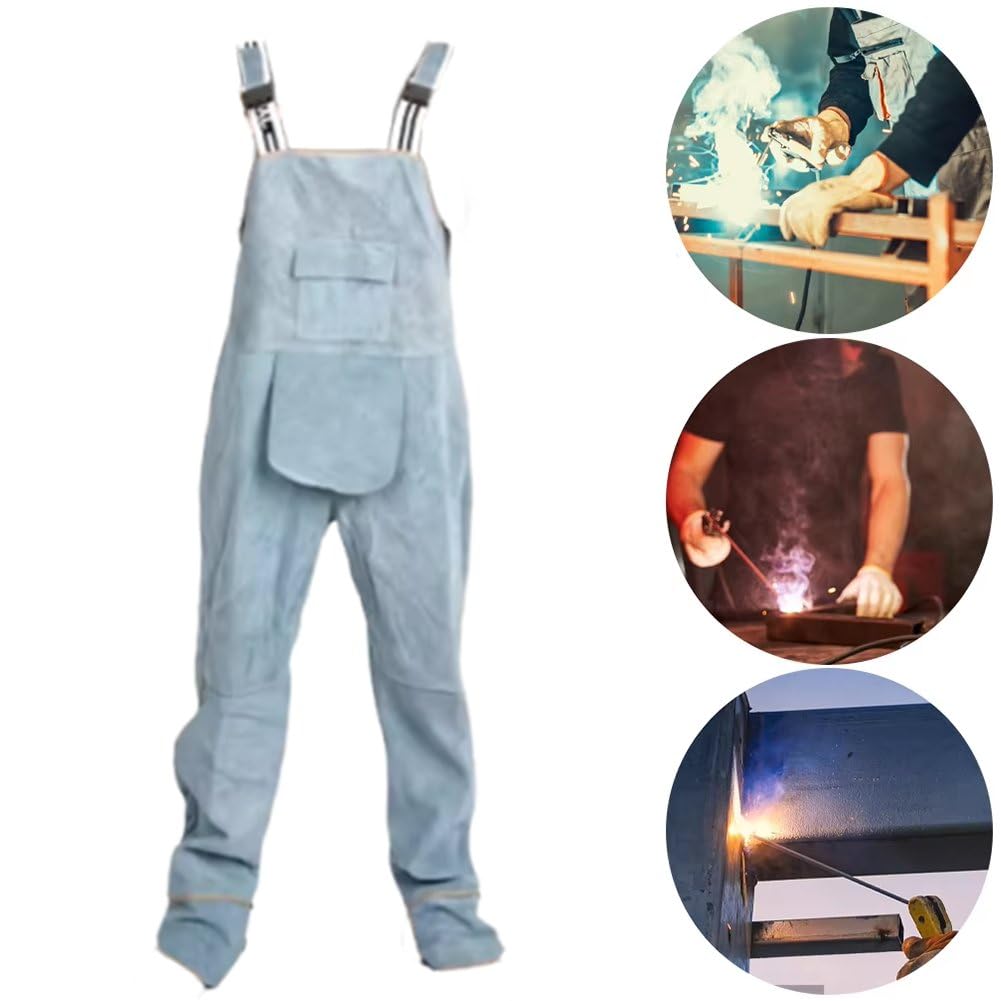 Sanfly Salopette Saldatura, Tute Impermeabili, Abbigliamento Lavoro Uomo Resistente all'Usura per Saldatori, Fabbri O Operai Manuali