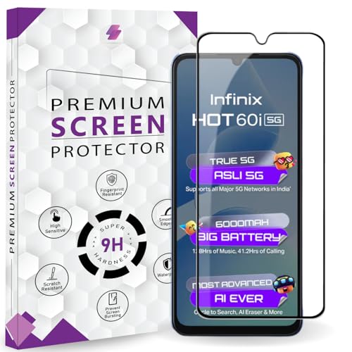 Image of Premium Tempered Glass Screen Protector Guard For infinix Hot 60i 5G (6.75 Inch, Pack of 1) | Edge to Edge Coverage With Easy to installation kit