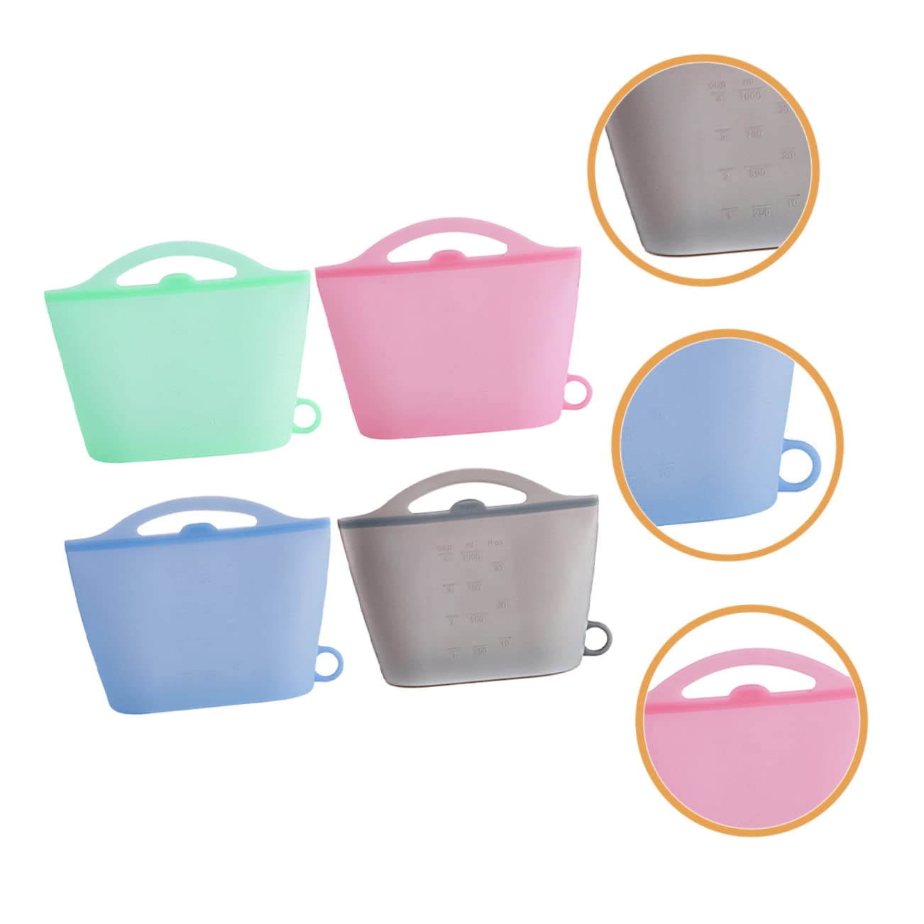ABOOFAN Bolsas de Silicona para Almacenar Alimentos Reutilizables, Capacidad 1000ml, 4 Piezas, Resistentes al Frío y Calor, Aptas para Congelador y Conservación