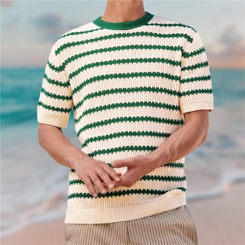 Mens Short Sleeve Sweaters Summer Knit Tops Crewneck Casual Business Dressy Blouses Spring Summer Outfit for Men4