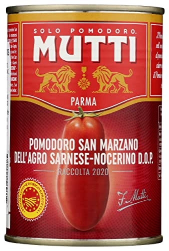 Mutti Peeled Whole Tomatoes, 100% Italian, No Additives or Preservatives, Vegan, Gluten Free & Non-GMO, 14 Oz (Pack of 6)