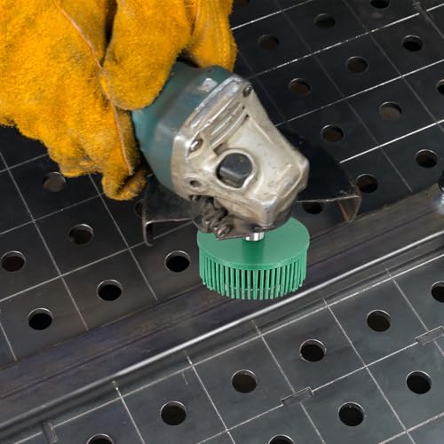 Image of HARFINGTON Bristle Disc 3 inch 50 Grit R-Type Abrasive Brush Coarse Bristle Disc Deburring Electric Disc Brush Attachment Abrasive Coating Removal Disc for Metal, Green