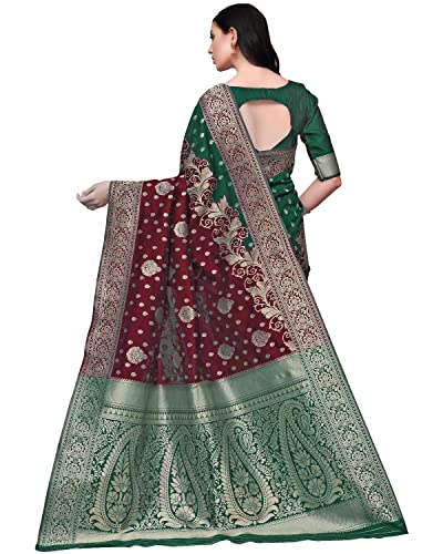 Image of COTTON SHOPY Women kanchipuram Silk Blend saree with blouse piece