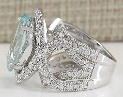 Duan Gorgeous 925 Silver 6.72CT Aquamarine Ring Wedding Engagement Jewelry Size 6-104