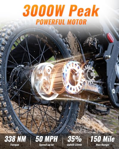 Image of GT73 / GT54 Electric Dirt Bike for Adults Teens - 3000W / 2500W Motor 50 /37 MPH High-Speed, 25 inch /14 inch Fat Tires & Dual Removable Battery(60V /48V) | All-Terrain Off-Road eBike for Snow, Sand