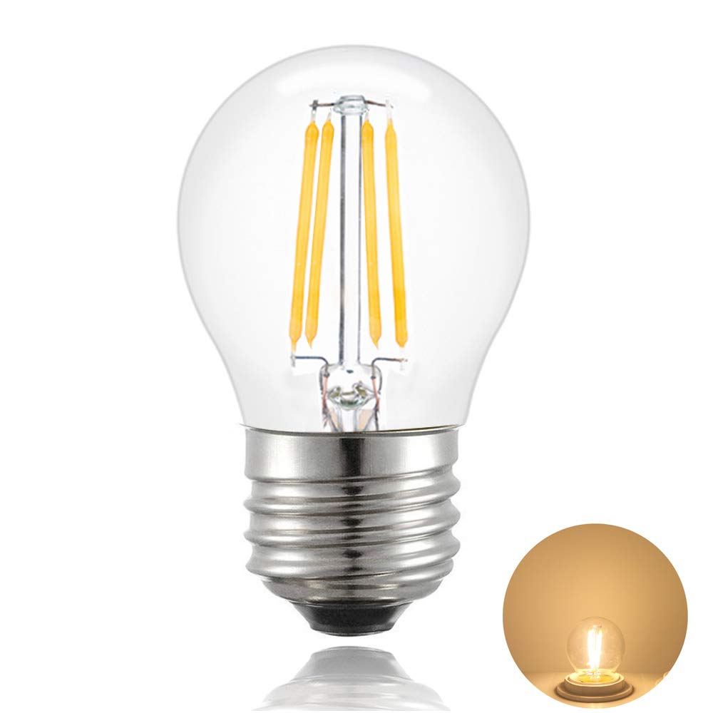 Chao Zan 4W Vintage Light Bulbs Led Filament Bulbs, G45 E27 Base Classic Edison Screw Globe Lamp, 40W Incandescent Equivalent, 2700-3000K Warm White